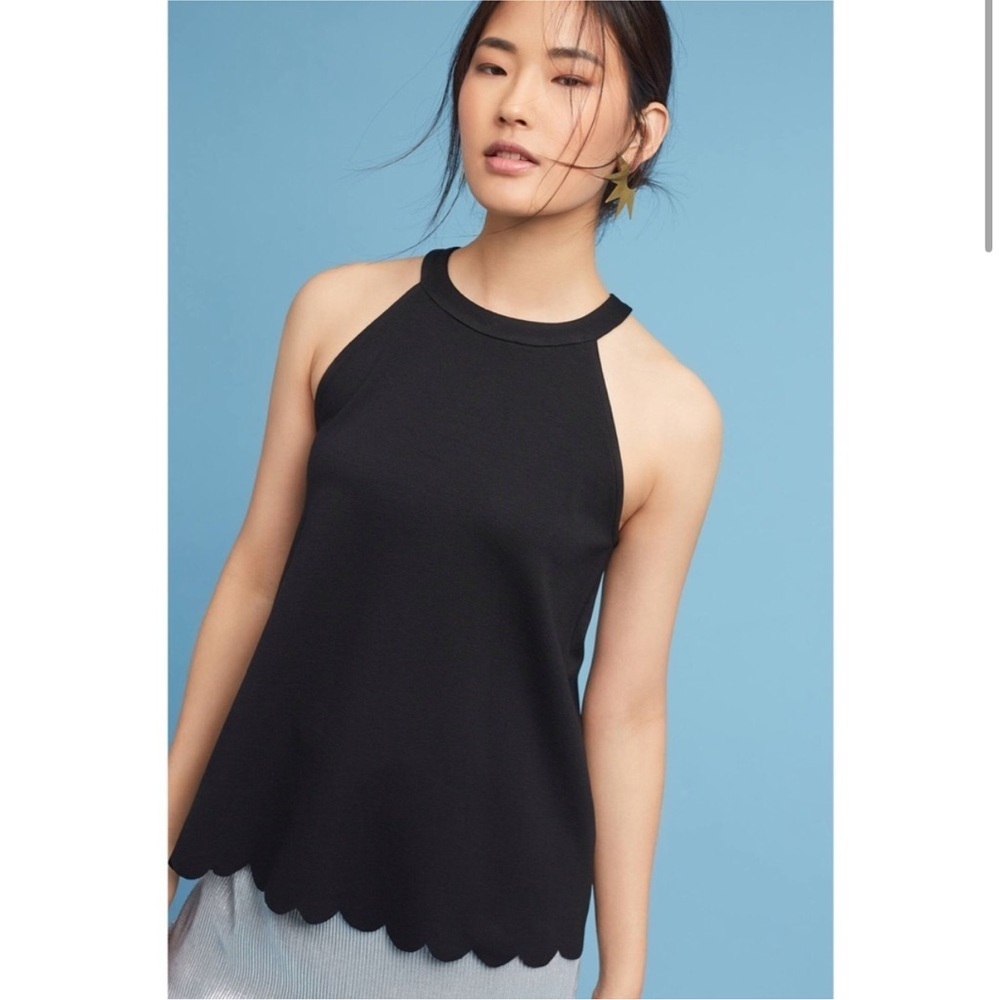 Anthropologie Eri + Ali high neck scalloped tank